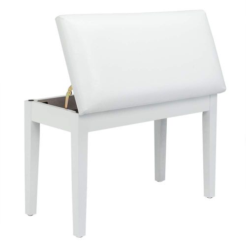  Bonnlo White Duet Piano Bench Wooden keyboard bench with Storage and Padded Cushion