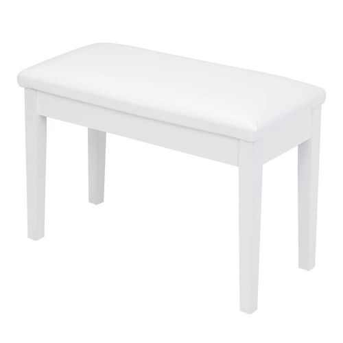  Bonnlo White Duet Piano Bench Wooden keyboard bench with Storage and Padded Cushion