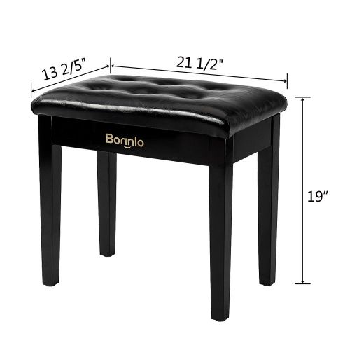  Bonnlo Padded Wooden Piano Bench with Music Storage Keyboard Stool Artist Benches Stool Tufted Seat,Black