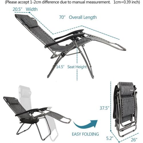  Bonnlo Zero Gravity Chair Set of 2, Outdoor Lounge Chairs with Pillow and Cup Holder Patio Lawn Chair Outdoor Recliner for Deck,Patio,Beach,Yard
