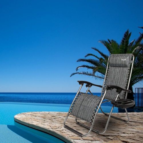  Bonnlo Zero Gravity Chair Set of 2, Outdoor Lounge Chairs with Pillow and Cup Holder Patio Lawn Chair Outdoor Recliner for Deck,Patio,Beach,Yard