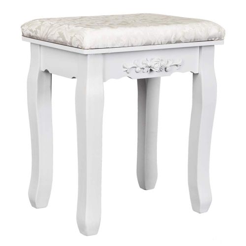  Bonnlo White Vanity Stool Makeup Dressing Piano Stool with Solid Wood Legs,Vanity Bench with Padded Seat Padded Chairs