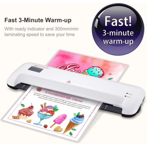  [아마존 핫딜] Bonsaii 13-inch Laminator with Quick 3-Minute Warm-up, 300mm/min Speed with 2 Rollers Both Hot and Cold, Max 330mm(A3 Size) Width for Documents, Photos, Cards with Release Switch,