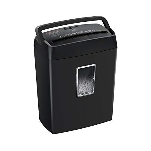  [아마존베스트]Bonsaii 6-Sheet Cross-Cut Paper Shredder, High-Security P4 Office Shredders with 3.5 Gallons Wastebasket Capacity and Transparent Window, Black (C204-C)