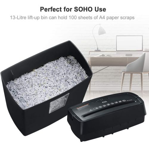  [아마존베스트]Bonsaii 6-Sheet Cross-Cut Paper Shredder, High-Security P4 Office Shredders with 3.5 Gallons Wastebasket Capacity and Transparent Window, Black (C204-C)