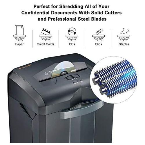  [아마존베스트]Bonsaii EverShred C149-C 18-Sheet Heavy Duty Cross-Cut Paper/CD/Credit Card Shredder with 6 Gallon Pullout Basket and 4 Casters, 60 Minutes Running Time, Black