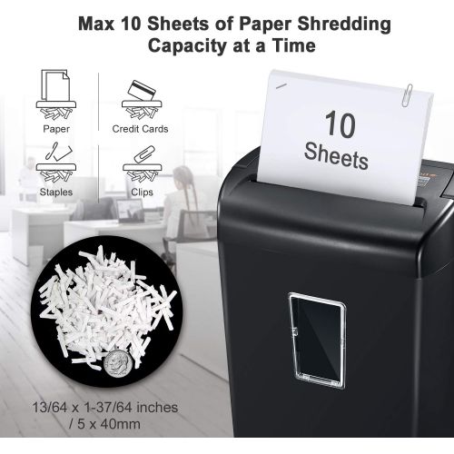  [아마존베스트]Bonsaii 10-Sheets Cross-Cut Paper and Credit Card Shredder with 5.5 Gallons Wastebasket Capacity and Transparent Window, Black (C209-D)