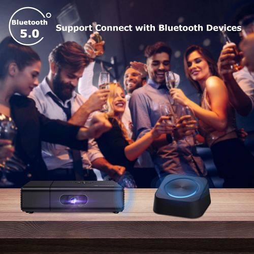  DLP Projector, bonsaii 350 ANSI Lumen Smart WiFi Bluetooth Projector with Hi-Fi Speaker, 3D 1080P 120 Display Supported Movie Projector for Home Theater, Compatible with TV Stick/U