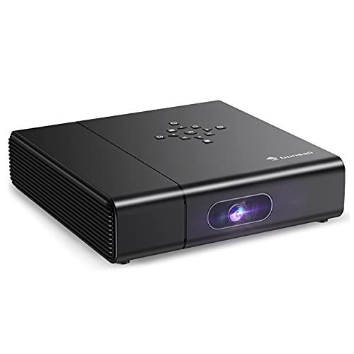  DLP Projector, bonsaii 350 ANSI Lumen Smart WiFi Bluetooth Projector with Hi-Fi Speaker, 3D 1080P 120 Display Supported Movie Projector for Home Theater, Compatible with TV Stick/U