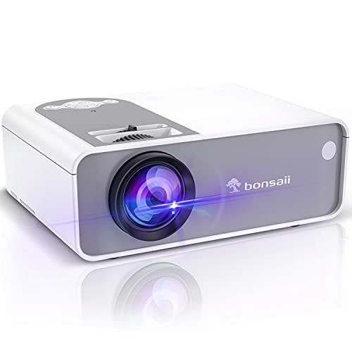  Bonsaii Movie Projector Outdoor, 1080p Supported Mini Projector with 200 Display, 5500 Lux Video Projector 2000:1 Contrast Ratio for Outdoor Movie Home Theater, Compatible with HDMI,TV Sti