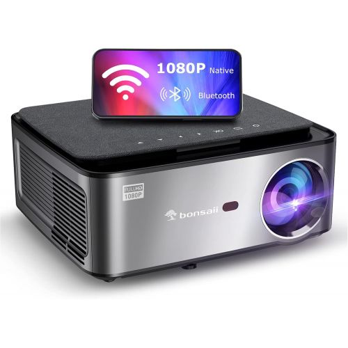  Bonsaii Native 1080P Outdoor Movie Projector, FHD 9500L WiFi Bluetooth Projector for Indoor Home Theater, Support 4D Keystone, Zoom, PPT, 300 Portable Video Projector Compatible w/Laptop/P