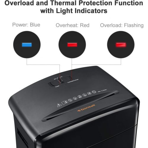  [아마존베스트]Bonsaii 12-Sheet Cross-Cut Paper and Credit Card Shredder with 3.5-gallons Pullout Basket, Black (C220-A)