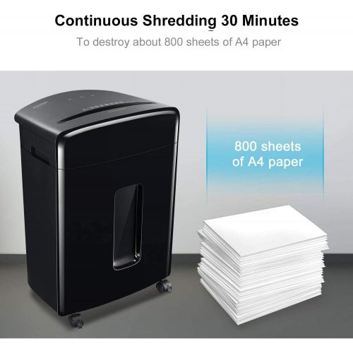  [아마존베스트]Bonsaii Updated 15-Sheet Cross-Cut Paper Credit Card Shredder for Office with 5.3 Gallon Pullout Basket and 4 Casters, 30 Minutes Running Time, Black (C221-A)