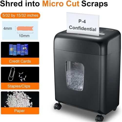  bonsaii Shredder for Home Office, Micro Cut Paper and Credit Card Shredder, 8 Sheet Paper Shredder with 4 Gallons Transparent Window, Black (C206-D)