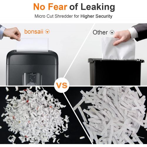  bonsaii Shredder for Home Office, Micro Cut Paper and Credit Card Shredder, 8 Sheet Paper Shredder with 4 Gallons Transparent Window, Black (C206-D)