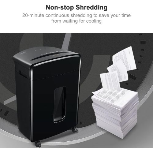  Bonsaii 20-Sheets Heavy Duty Cross-Cut Paper and Credit Card Shredder with 6.6 Gallon Pullout Basket and 4 Casters, 20 Minutes Running Time, Black (C222-A)