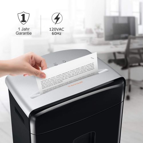  Bonsaii Updated 12-Sheet Micro Cut Paper Shredder with 30-Minute Continuous Running Time, Credit Card Shredders for Office with Pullout Basket, Black(C221-B)