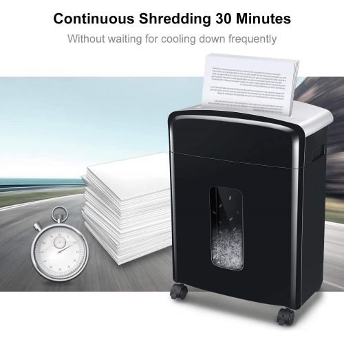  Bonsaii Updated 12-Sheet Micro Cut Paper Shredder with 30-Minute Continuous Running Time, Credit Card Shredders for Office with Pullout Basket, Black(C221-B)