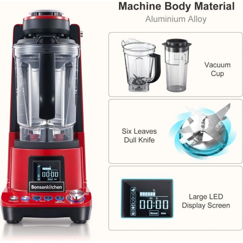  [아마존 핫딜] [아마존핫딜]Bonsenkitchen High Speed Vacuum Blender, Multifunctional Food Processor and Smoothie Blender, 1500W Powerful Anti-Oxidation Mixer for Smoothies, Shakes and Frozen Drinks