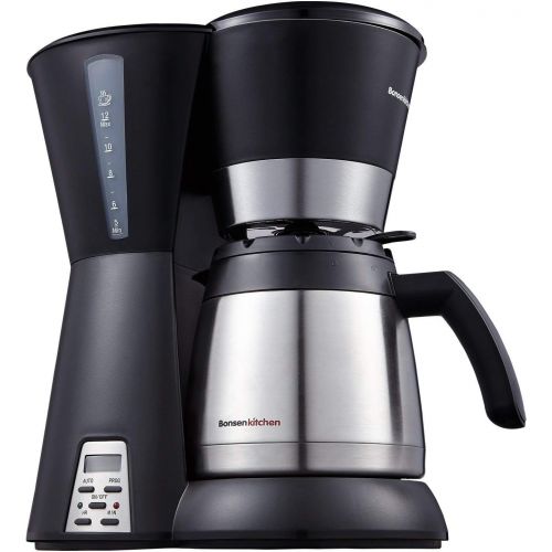  Bonsenkitchen Programmierbare Kaffeemaschine mit 8-10 (1.2L) Tassen Thermoskanne, Thermische Edelstahl Filterkaffeemaschine, Wasserstandsanzeige und Tropfschutzsystem (CM8761)