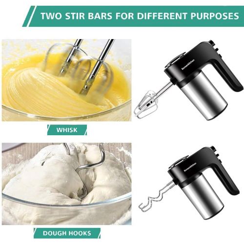  Bonsenkitchen Hand Mixers Electric, 6-Speed 250W Handheld Mixer, Powerful Kitchen Hand Held Mixers with Dough Hooks and Beaters for Baking, Cookies, Dough Batters, Cream, Lightweight Mixing Egg