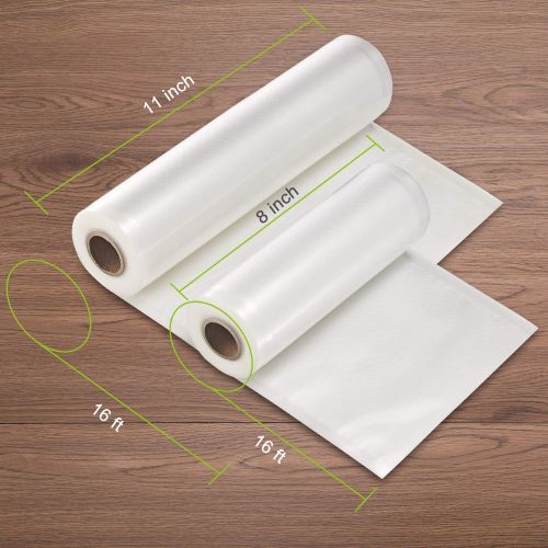 Bonsenkitchen Food Saver Bags Rolls, 2 Pack 8 x 50 Sous Vide Cooking Bags (Total 100 feet), BPA Free 8 Inch Customized Size Food Vacuum Sealer Bags