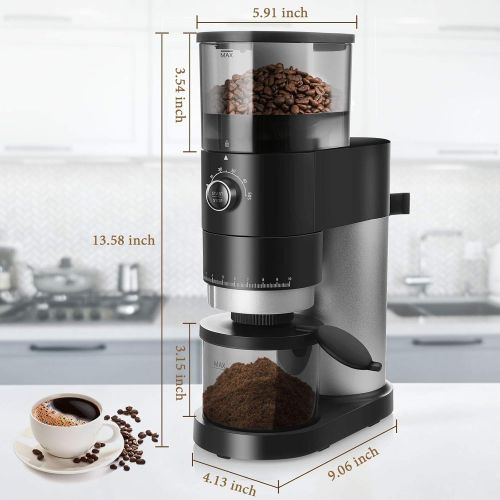  Bonsenkitchen Burr Coffee Grinder, Electric Coffee Bean Grinder with 8oz/240g Coffee Bean Hopper Capacity - UP to 13 Cups of Coffee, 10 Precise Grind Settings for Drip, Percolator