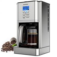 Bonsenkitchen 12 Cup Programmable Stainless Steel Drip Coffee Maker Machines Built in Hot Preservation Board Coffee Pot with Glass Carafe Permanent Filter Basket 60 Oz-(Light Model)-NEW CM8903