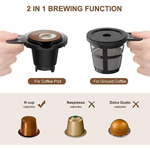  Bonsenkitchen Singles Serve Coffee Makers For K Cup Pod & Coffee Ground, Mini 2 In 1 Coffee Maker Machines 30 Oz Reservoir Brew Strength Control Small Coffee Brewer Machine For office Home Kitch