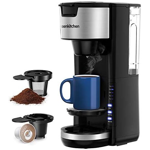  Bonsenkitchen Singles Serve Coffee Makers For K Cup Pod & Coffee Ground, Mini 2 In 1 Coffee Maker Machines 30 Oz Reservoir Brew Strength Control Small Coffee Brewer Machine For office Home Kitch