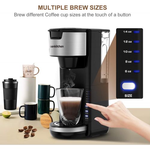  Bonsenkitchen Singles Serve Coffee Makers For K Cup Pod & Coffee Ground, Mini 2 In 1 Coffee Maker Machines 30 Oz Reservoir Brew Strength Control Small Coffee Brewer Machine For office Home Kitch