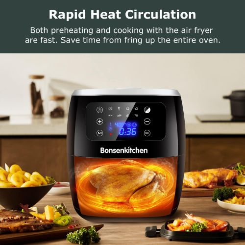  Bonsenkitchen Air Fryer, 6 Quart Digital Air Fryer Electric Hot Airfryer Oven Oilless Cooker with LCD Screen and Nonstick Frying Pot, ETL/UL Certified 1700W, Dishwasher Safe, BPA-F