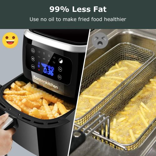  Bonsenkitchen Air Fryer, 6 Quart Digital Air Fryer Electric Hot Airfryer Oven Oilless Cooker with LCD Screen and Nonstick Frying Pot, ETL/UL Certified 1700W, Dishwasher Safe, BPA-F