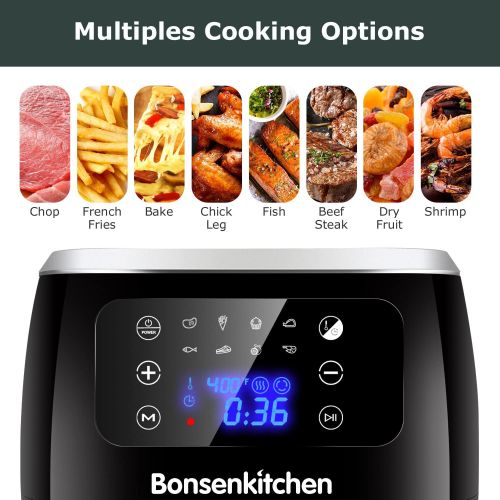  Bonsenkitchen Air Fryer, 6 Quart Digital Air Fryer Electric Hot Airfryer Oven Oilless Cooker with LCD Screen and Nonstick Frying Pot, ETL/UL Certified 1700W, Dishwasher Safe, BPA-F