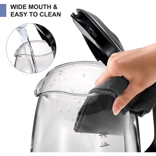  Visit the Bonsenkitchen Store Bonsenkitchen EK8903 1.7 L Kettle, 2200 W Electric Glass Kettle with 4 Temperature Setting (50,70,80,90 °C) Boil Dry Protection, Temperature Selection Kettle Teapot, BPA-Free, Silv