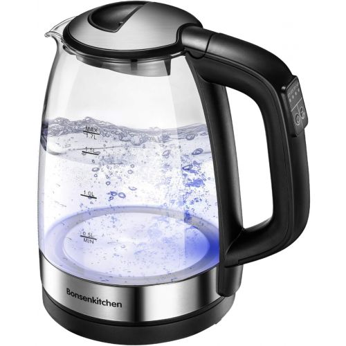  Visit the Bonsenkitchen Store Bonsenkitchen EK8903 1.7 L Kettle, 2200 W Electric Glass Kettle with 4 Temperature Setting (50,70,80,90 °C) Boil Dry Protection, Temperature Selection Kettle Teapot, BPA-Free, Silv