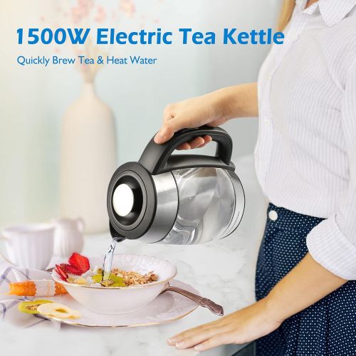  [아마존베스트]Electric Kettle, Bonsenkitchen Glass Tea Kettle, 1500W Fast Heating Variable Temperature Control Water Boiler, 1.7L Cordless Water Heater with LED Indicator Light, Keep Warm, Shut-
