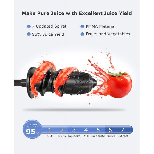  [아마존베스트]Masticating Juicer Machines, Bonsenkitchen Cold Press Juicer for Fruit & Vegetable, Easy to Clean, BPA Free, Quiet Motor & Reverse Function, High Nutrition Reserve, Juice Extractor