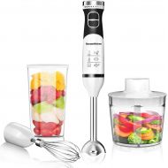 Bonsenkitchen Immersion Hand Blender, 9-Speed Handheld Stick Blender with Whisk, 700ml Mixing Beaker & 500ml Chopping Bowl, Perfect for Baby Food, Smoothies, Sauces, Puree, and Sou
