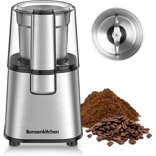  [아마존베스트]Bonsenkitchen Automatic Conical Burr Coffee Grinder- Big Capacity, Stainless Steel Electric Burr Mill Coffee Grinder with 12 Precise Grind Settings and Cup Selection for Home, Kitchen, Office