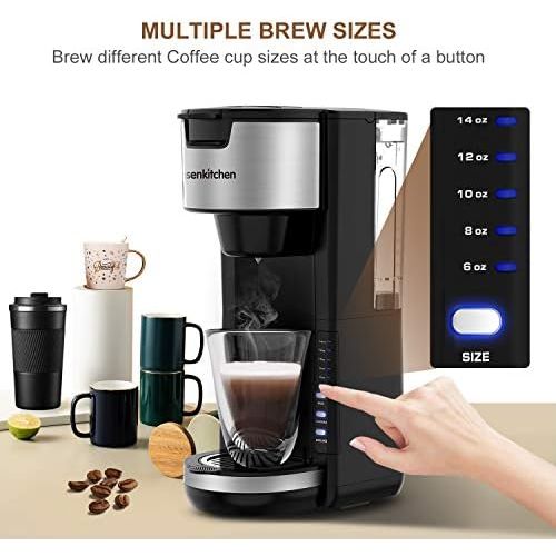  [아마존베스트]Bonsenkitchen Singles Serve Coffee Makers For K Cup Pod & Coffee Ground, Mini 2 In 1 Coffee Maker Machines 30 Oz Reservoir Brew Strength Control Small Coffee Brewer Machine for office Home Kitch