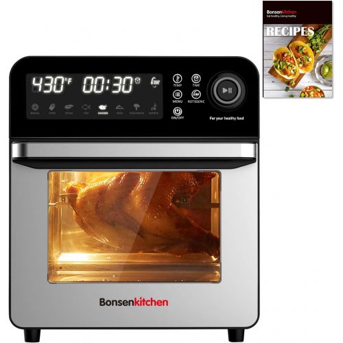  [아마존베스트]Bonsenkitchen Air Fryer Oven, 15.3QT Rotisserie Oven with Dehydrator, 7 Accessories & 50 Recipe, 1600W 8-in-1 Digital Family Size Air Fryer, Large LED Touchscreen & 7 Presets