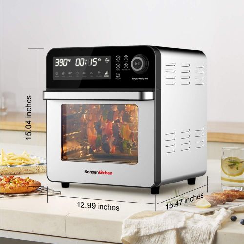  [아마존베스트]Bonsenkitchen Air Fryer Oven, 15.3QT Rotisserie Oven with Dehydrator, 7 Accessories & 50 Recipe, 1600W 8-in-1 Digital Family Size Air Fryer, Large LED Touchscreen & 7 Presets