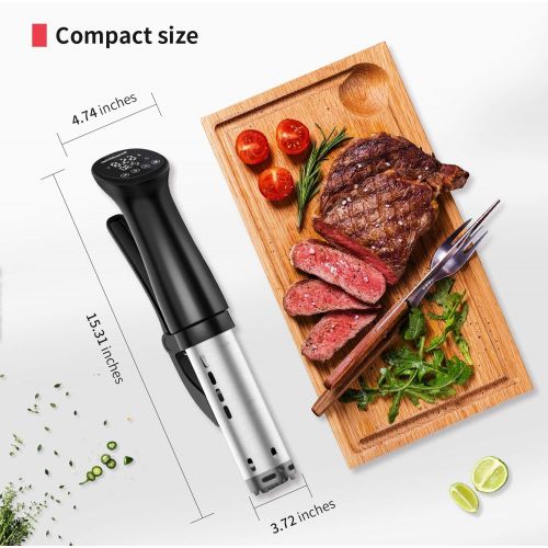  [아마존베스트]Bonsenkitchen Sous Vide Precision Cooker 1200W Ultra-quiet,IPX7 Waterproof,Thermal Immersion Circulators with Big Digital Touchscreen Display,Control Temperature and Timer for Kitchen