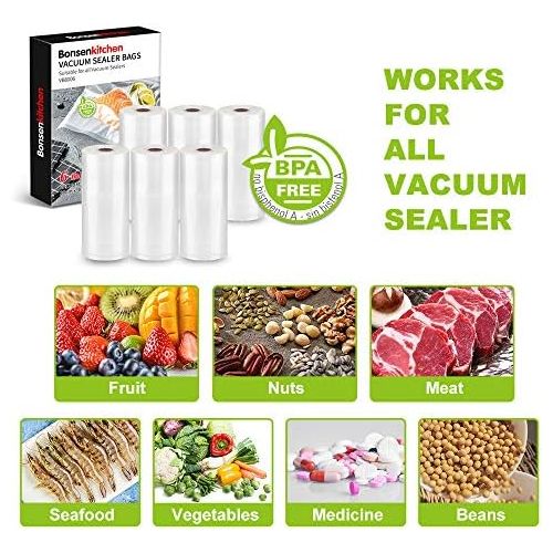  [아마존베스트]Bonsenkitchen Vacuum Film Rolls  Professional Vacuum Bags for Vacuum Sealer & Food Vacuum Sealer, Boil-proof and BPA-Free Sous Vide Bags