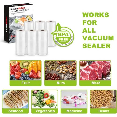  [아마존베스트]Bonsenkitchen Vacuum Film Rolls  Professional Vacuum Bags for Vacuum Sealer & Food Vacuum Sealer, Boil-proof and BPA-Free Sous Vide Bags
