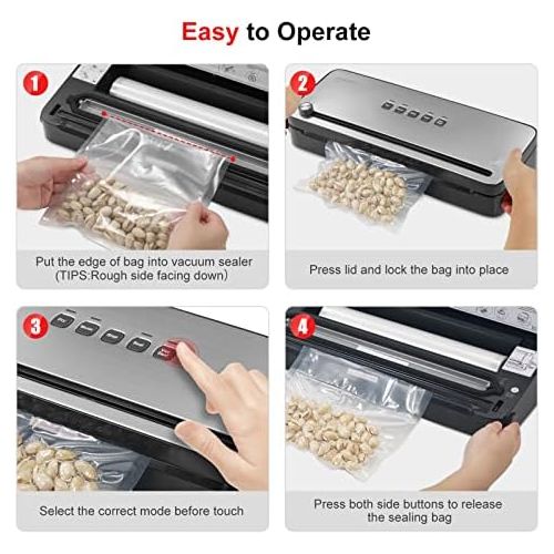  [아마존베스트]Bonsenkitchen Vacuum Sealer, Vacuum Device with Cutter for Sous Vide Cooking and Dry & Wet Food, Vacuum Bag Included, VS3802