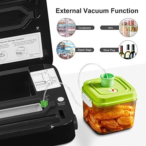  [아마존베스트]Bonsenkitchen Vacuum Sealer, Vacuum Device with Cutter for Sous Vide Cooking and Dry & Wet Food, Vacuum Bag Included, VS3802