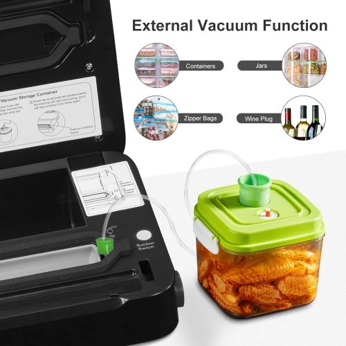  [아마존베스트]Bonsenkitchen Vacuum Sealer, Vacuum Device with Cutter for Sous Vide Cooking and Dry & Wet Food, Vacuum Bag Included, VS3802