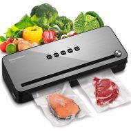 Bonsenkitchen Vacuum Sealer with Built-in Cutter & Roll Bag Storage, Lightweight Food Saver for Dry and Moist Food Fresh Preservation, Vacuum Roll Bags & Hose Included, Black VS380